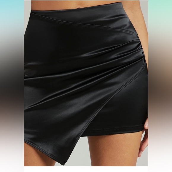 WDIRARA Women's High Waist Wrap Asymmetrical Hem Ruched
Satin Mini Skirt - Picture 5 of 7